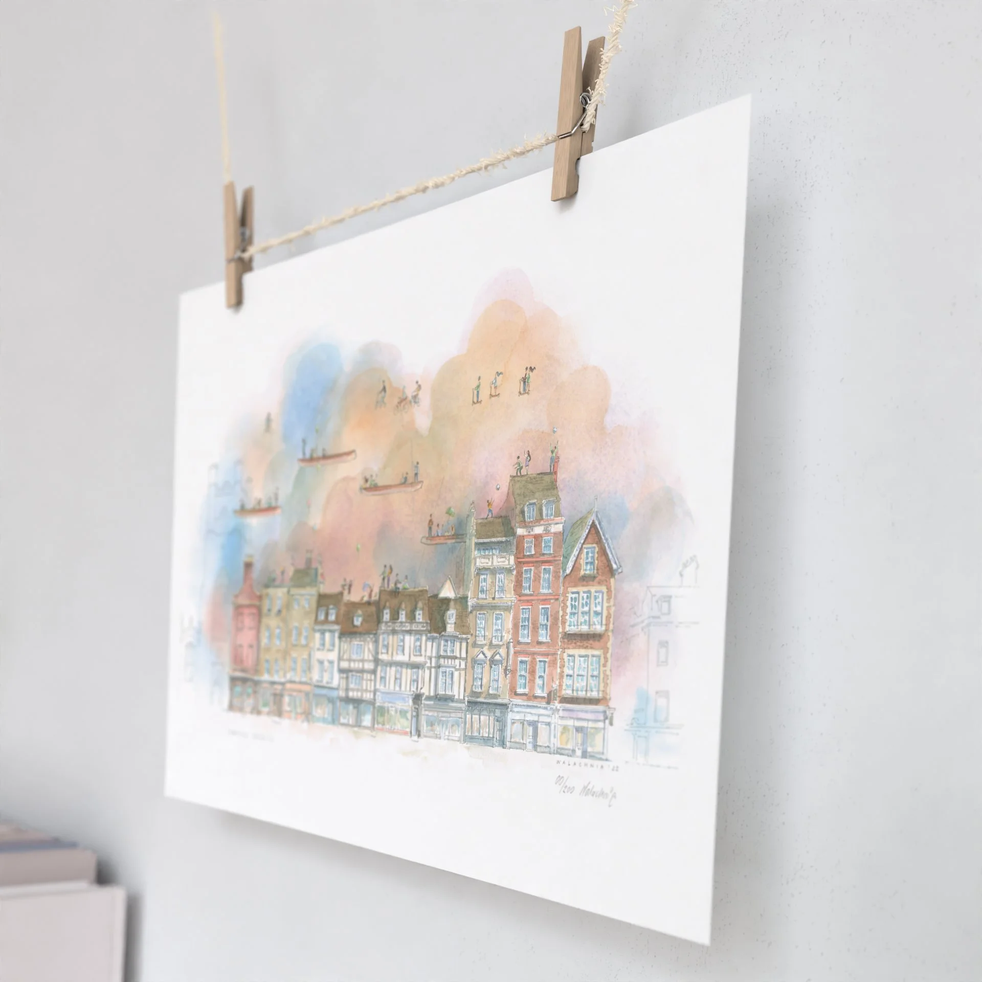 Limited Edition Print of King's Parade in Cambridge 