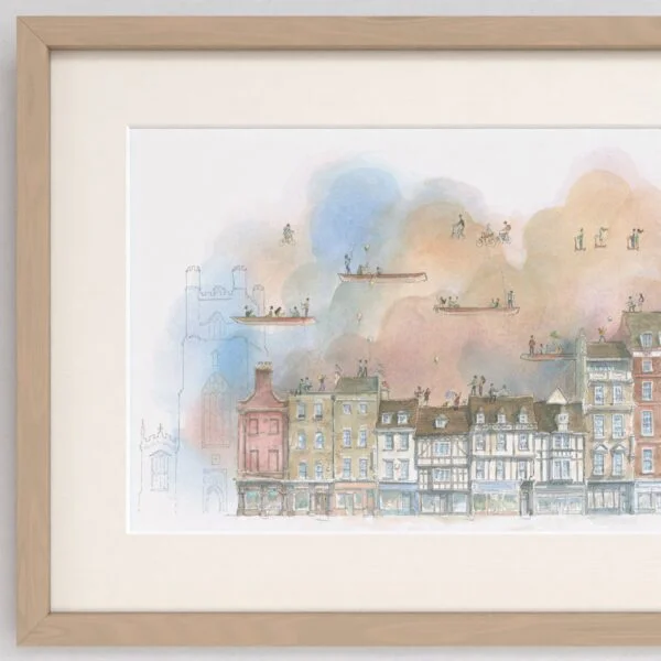 Watercolour Painting of King's Parade in Cambridge 