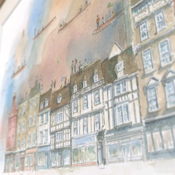 Watercolour Painting of King's Parade in Cambridge 