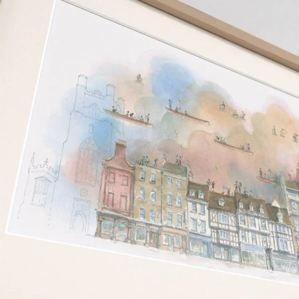 Watercolour Painting of King's Parade in Cambridge 