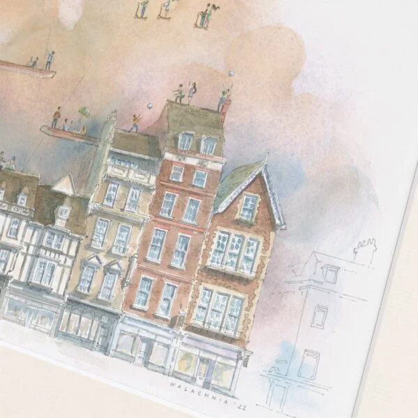 Watercolour Painting of King's Parade in Cambridge 