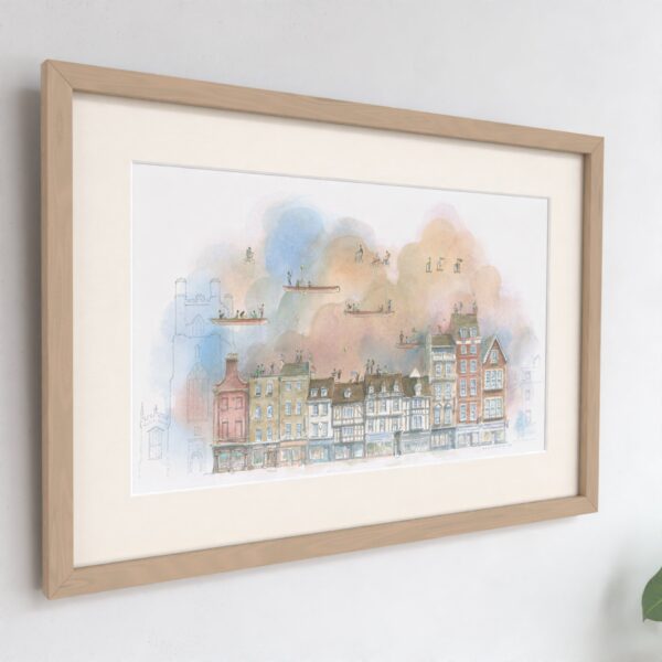 Watercolour Painting of King's Parade in Cambridge 