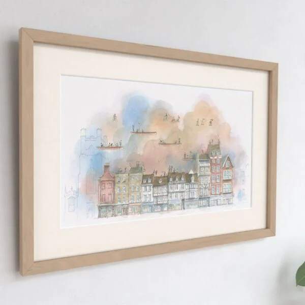 Watercolour Painting of King's Parade in Cambridge 