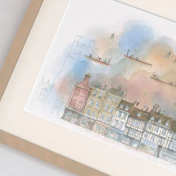 Watercolour Painting of King's Parade in Cambridge 