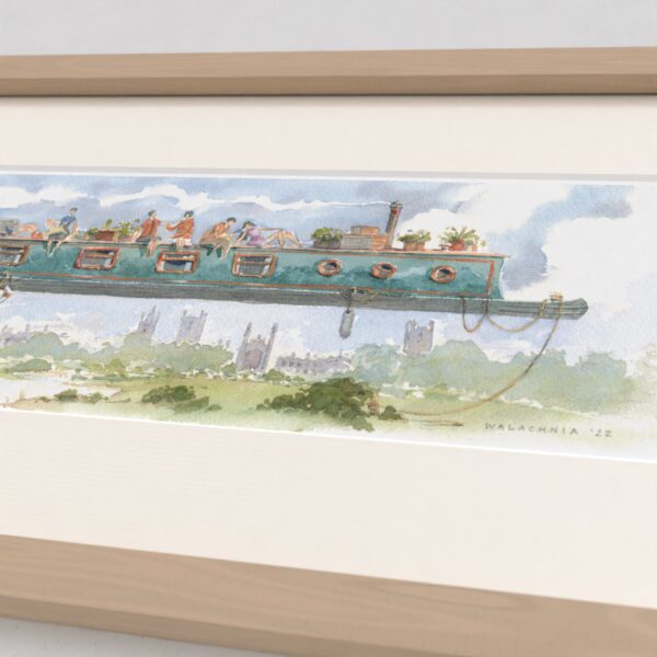Detail of Limited Edition Print of Narrow Boat over King’s College Chapel in Cambridge