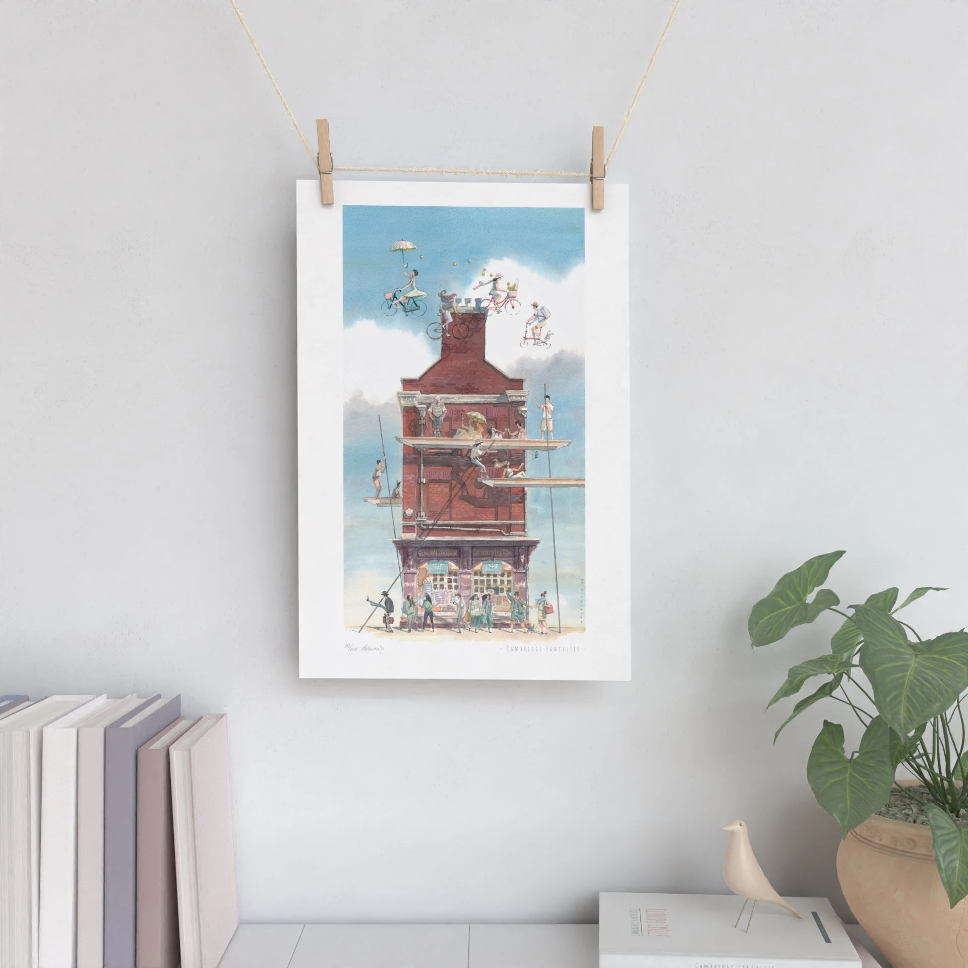 Limited Edition Print showing King's Parade nr22 Cambridge University Store Ryder & Amies 