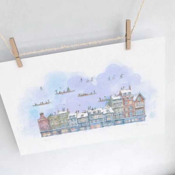 Limited (Christmas and Winter Edition) Print of King's Parade in Cambridge 