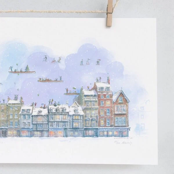 Limited (Christmas and Winter Edition) Print of King's Parade in Cambridge 