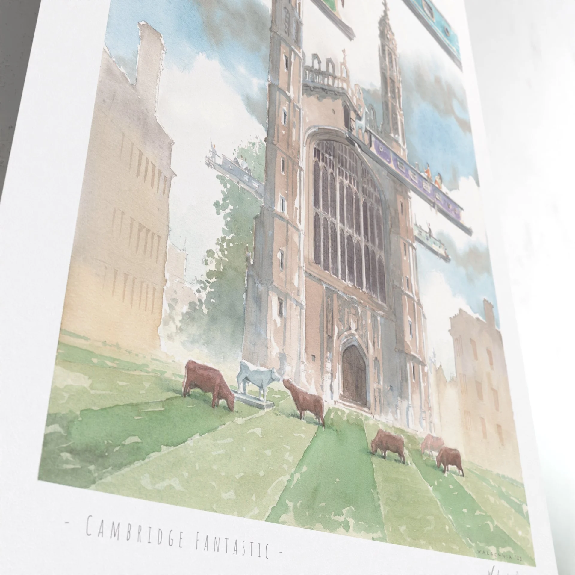 Watercolour Detail of King's College Chapel in Cambridge