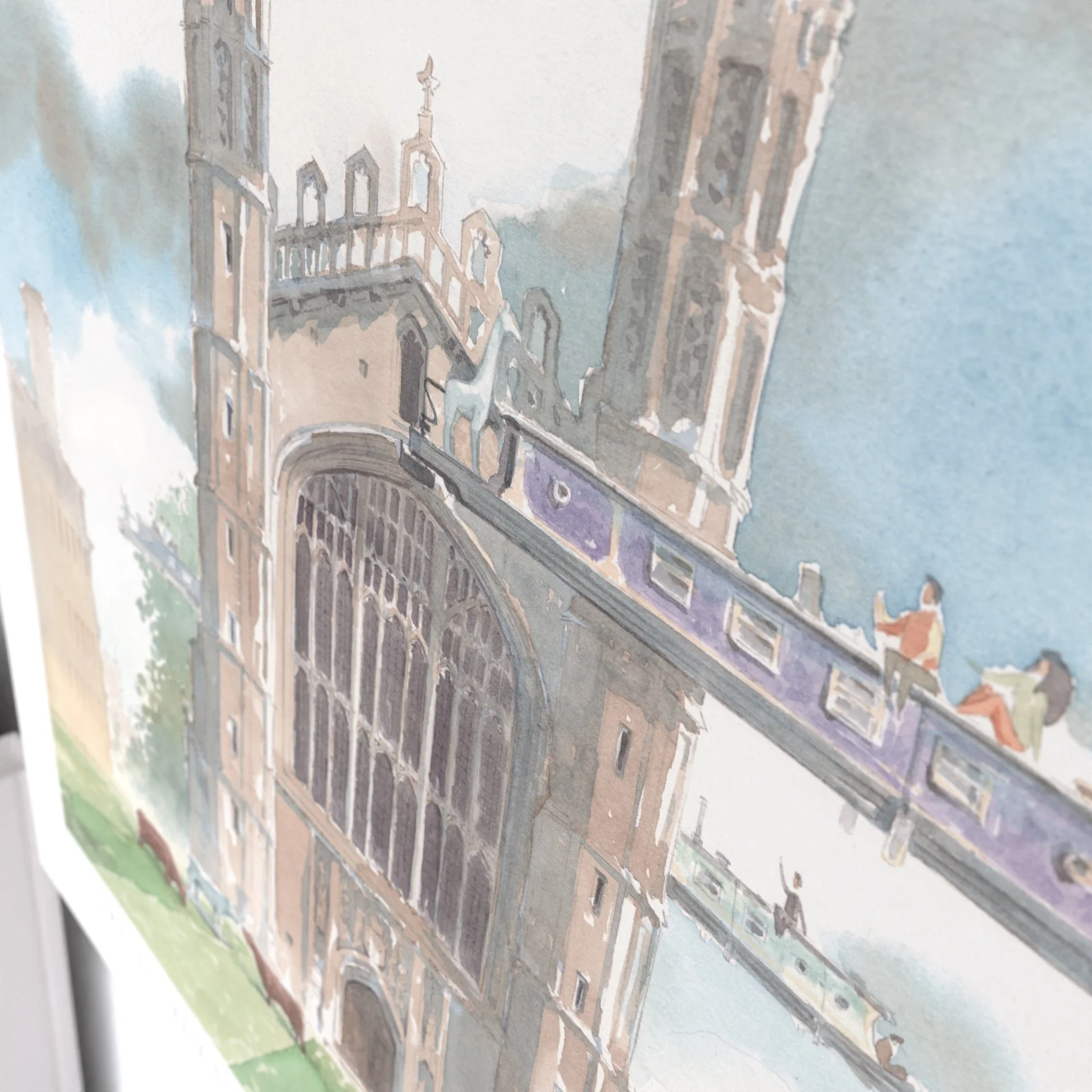 Watercolour Detail of King's College Chapel in Cambridge