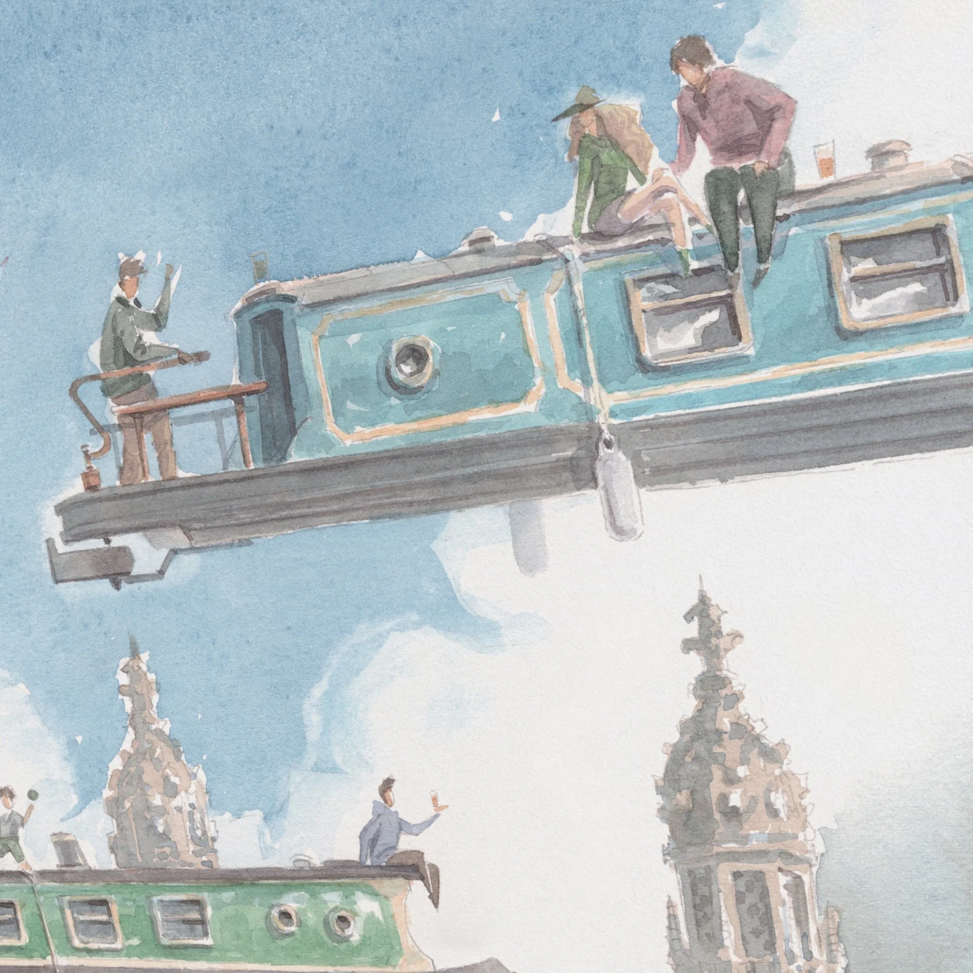 Watercolour Detail of King's College Chapel in Cambridge