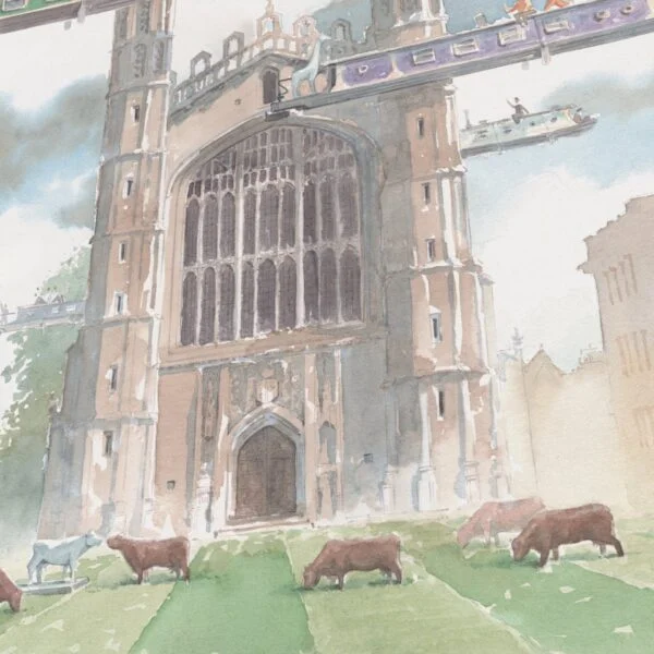 Watercolour Detail of King's College Chapel in Cambridge