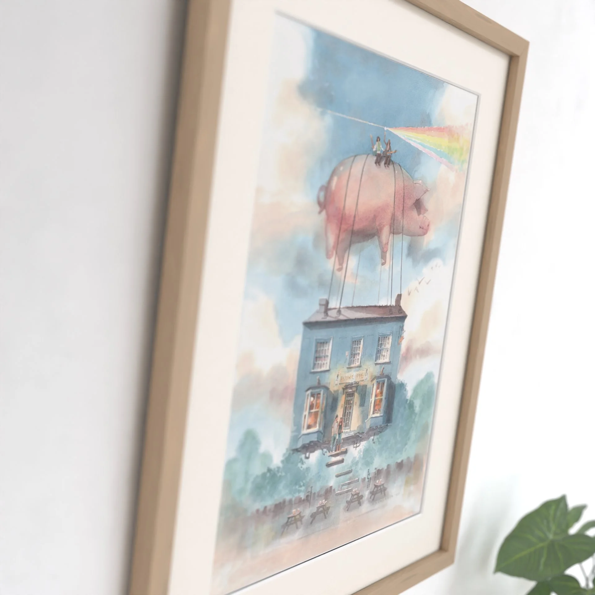 The Flying Pig Pub in Cambridge - original watercolour