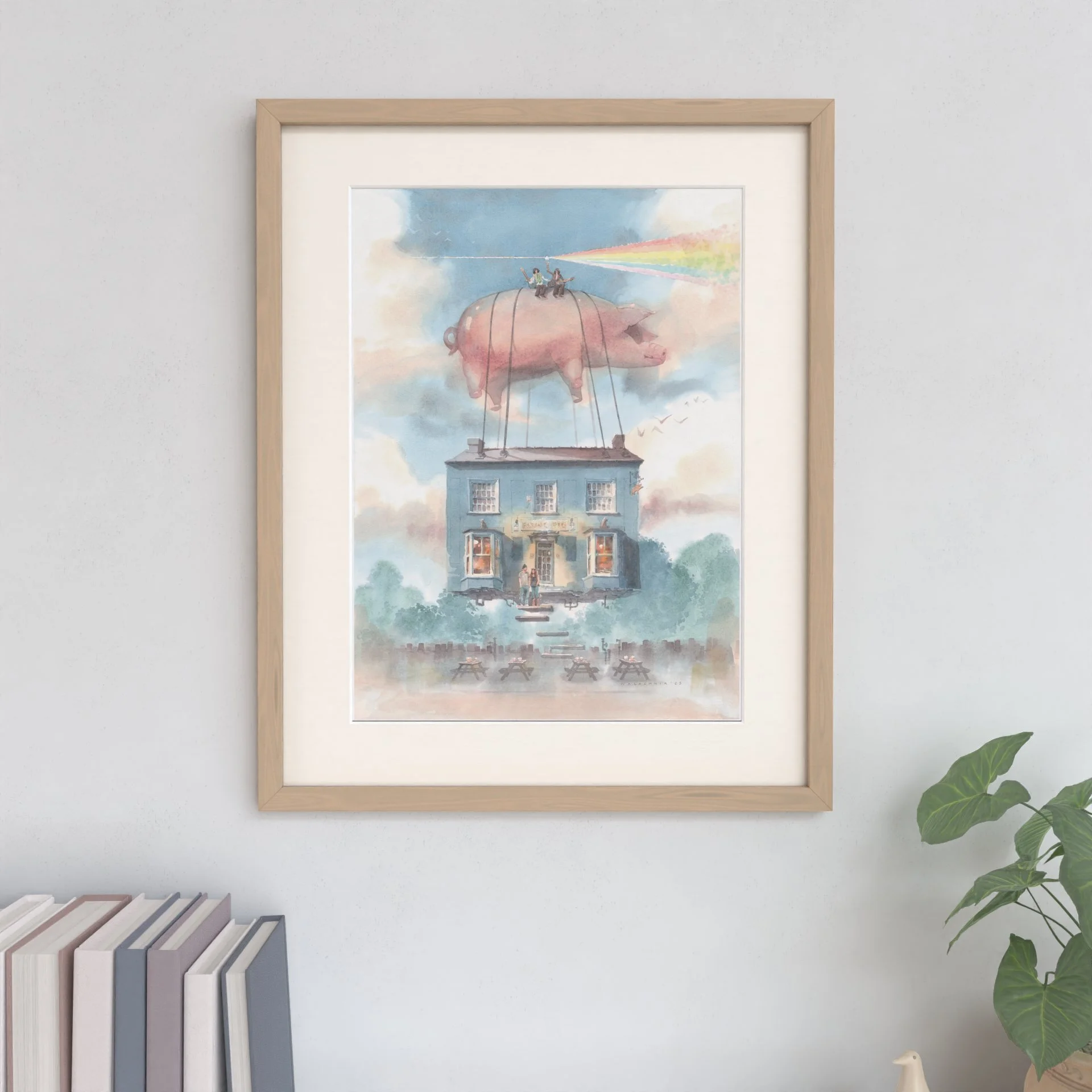 The Flying Pig Pub in Cambridge - original watercolour