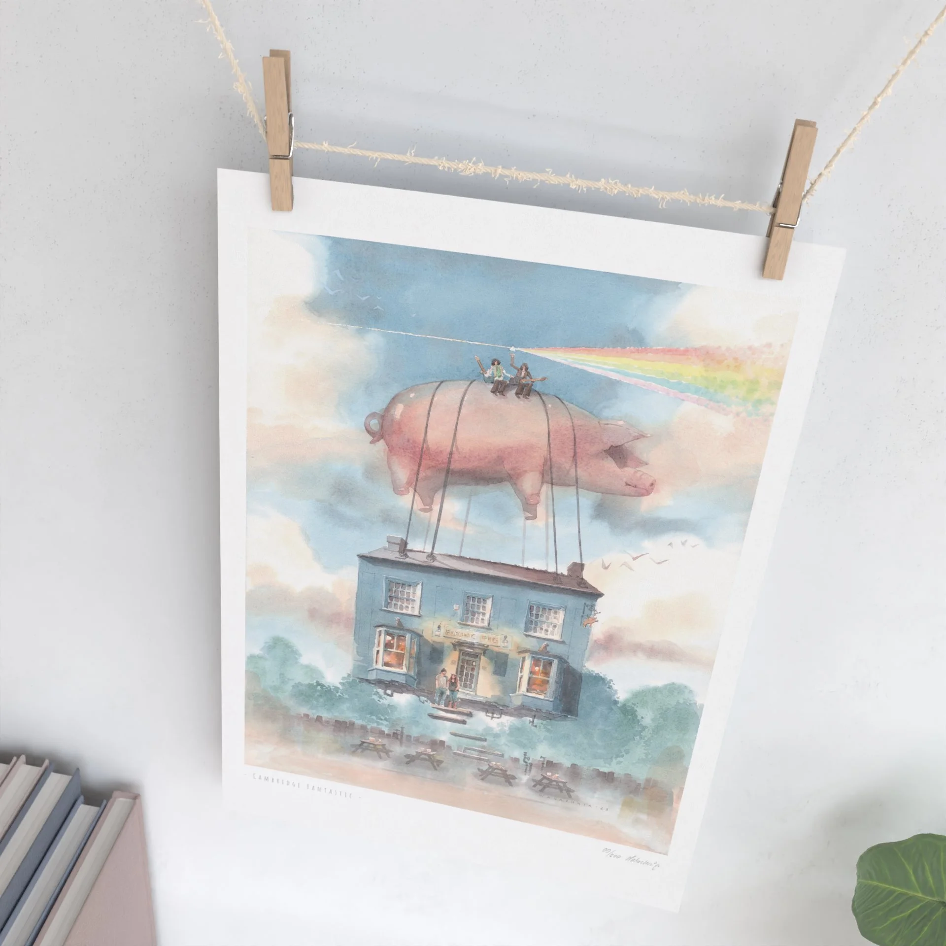 The Flying Pig Pub in Cambridge - limited edition print
