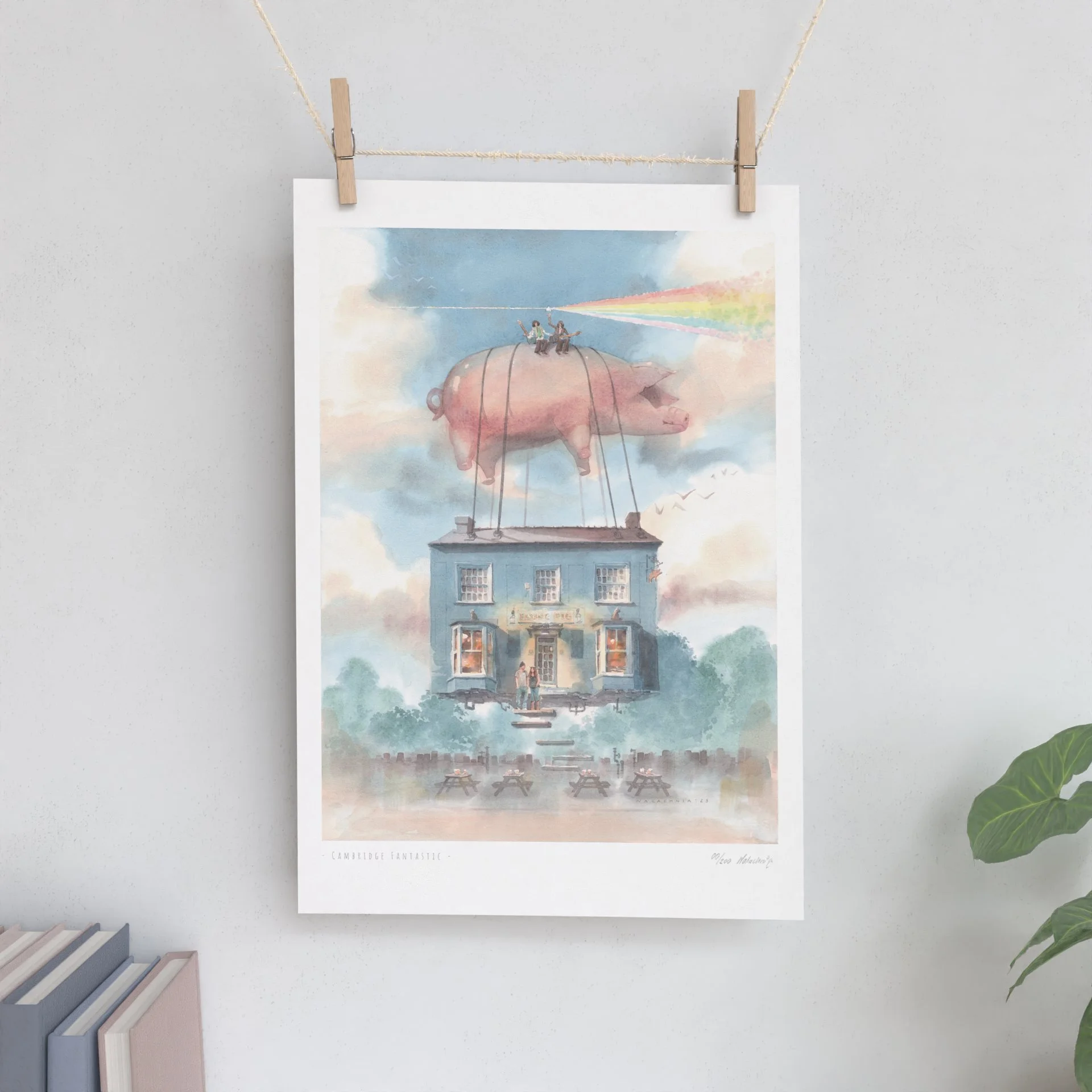 The Flying Pig Pub in Cambridge - limited edition print