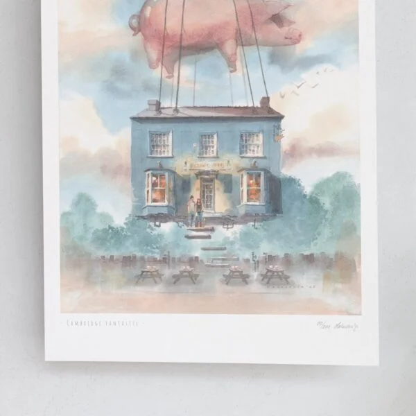 The Flying Pig Pub in Cambridge - limited edition print