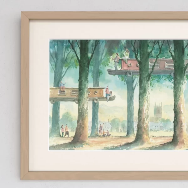 Watercolour Painting of Jesus Green with St. Jones College