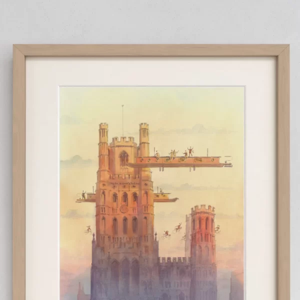 Ely Cathedral at Dawn original watercolour painting golden hour