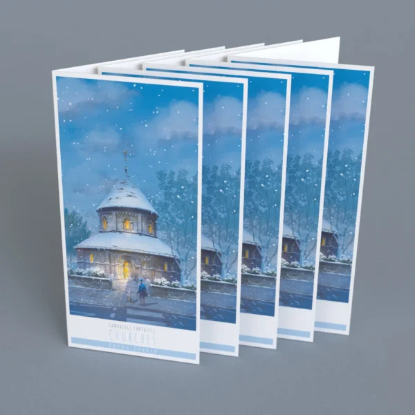 Round Church in Cambridge - Christmas Greeting Card Set - Image 4