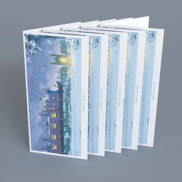 Narrow Boat Over King’s College - Christmas Greeting Card Set - Image 4
